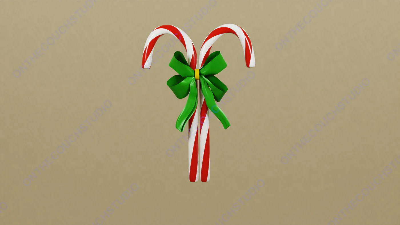 Candy Cane 01 3D Model product preview