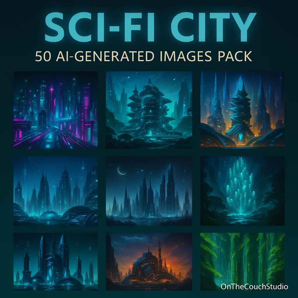 Sci-Fi City AI Image Pack product preview