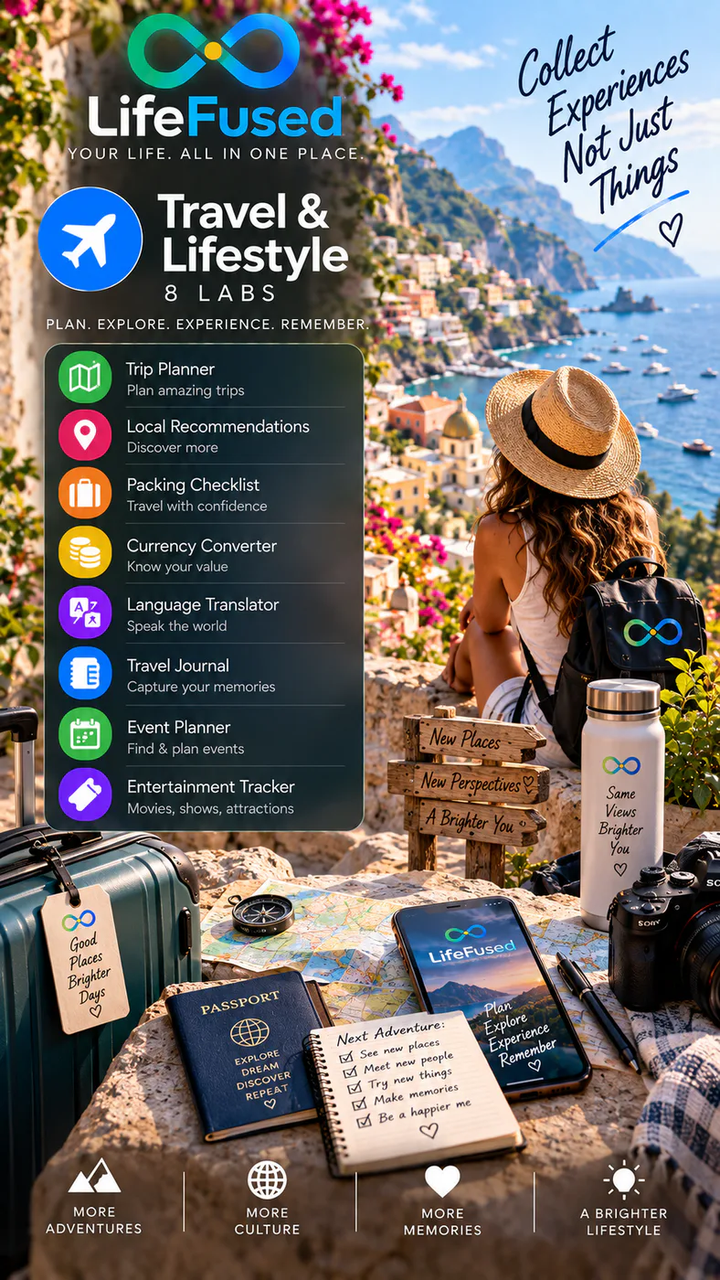 LifeFused Travel and Lifestyle promotional artwork